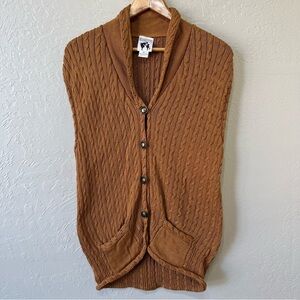 Traditional Trading Co. Brown Cable Knit Button Front Sweater Vest